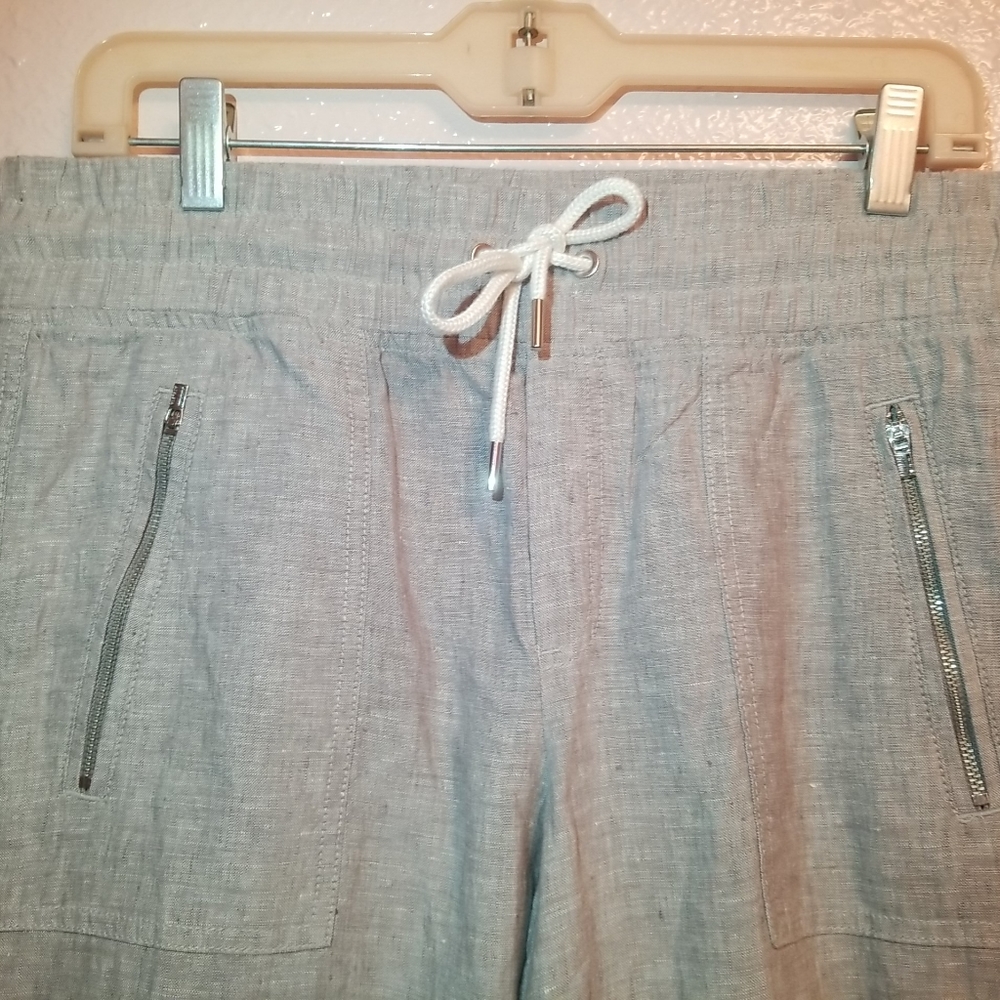 Athleta Cabo Linen Wide Leg Pant Grey Size 6 - Picture 2 of 12